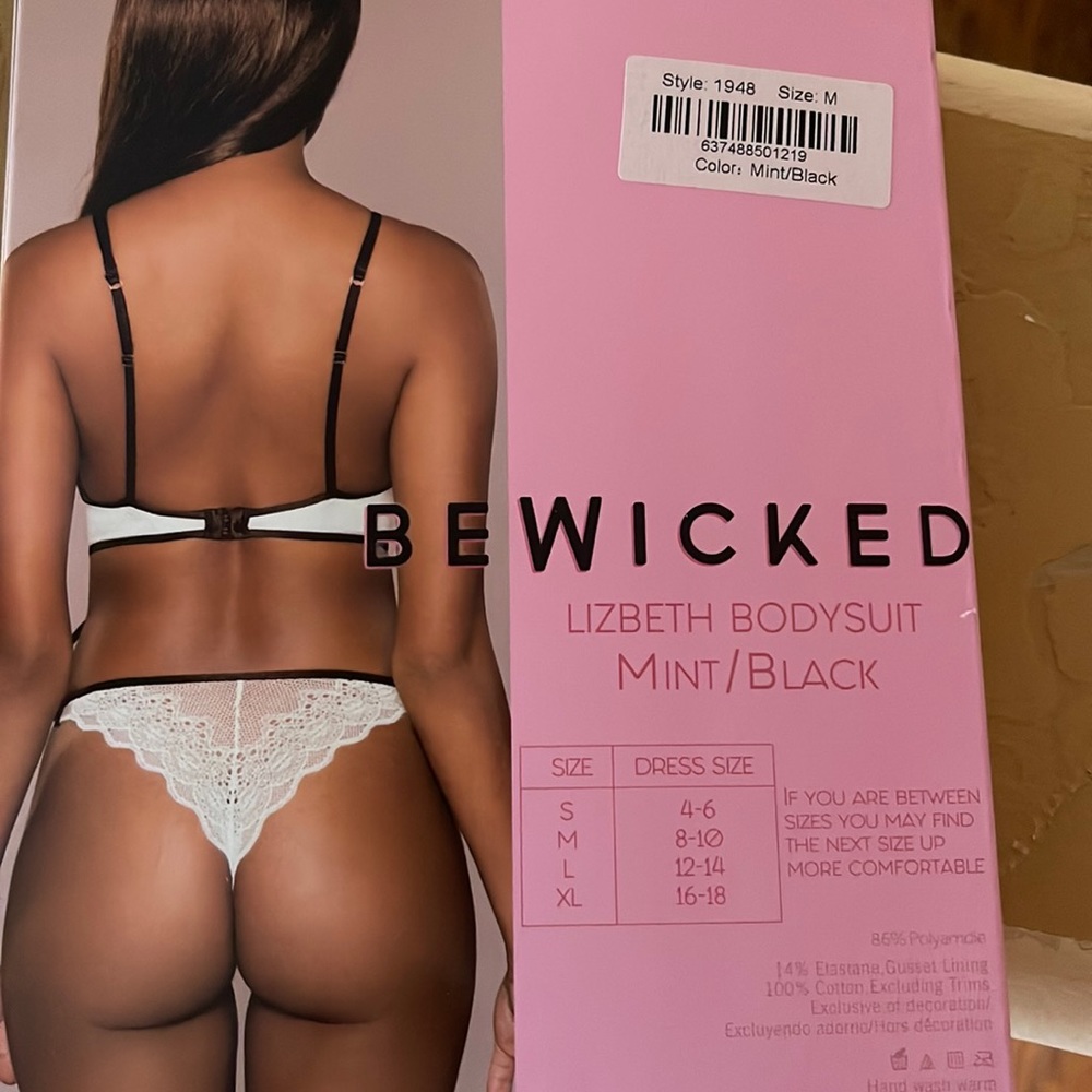 Mint/ black Lingerie bodysuit